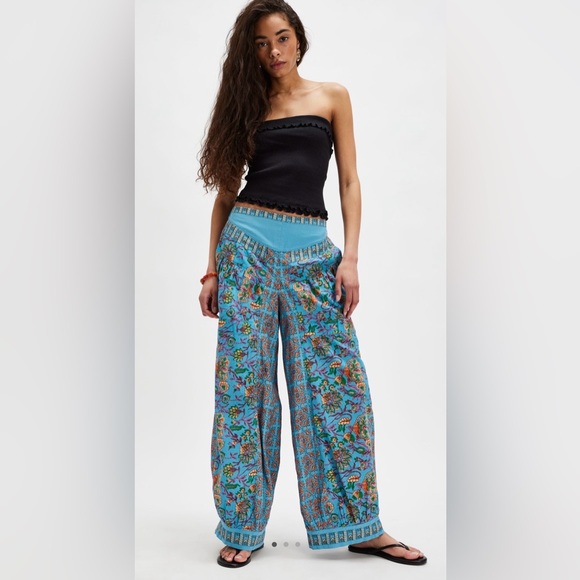 Free People Pants - NWT Free People S Laurel Canyon Pants in Turquoise Combo New $128 retail